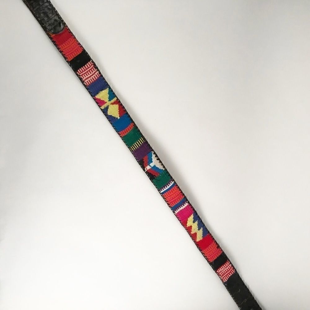 Vintage 90's Black belt with Colorful Pattern